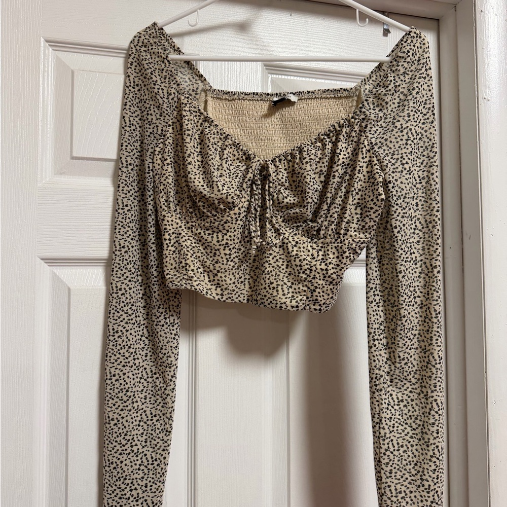 American Eagle Mesh Corset Crop Top Long Sleeve Large